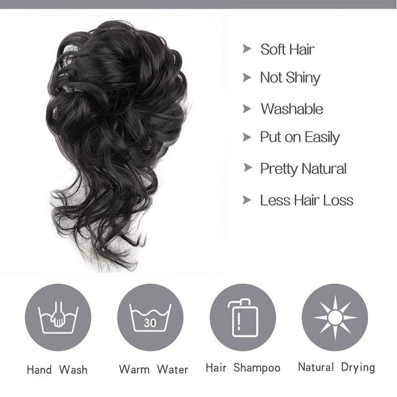 Messy Donut Hair Buns Updo Chignon Synthetic Clip In Hair Extensions