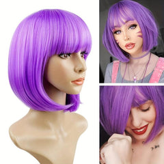 Short Bob Wig With Bangs Synthetic Anime Cosplay Halloween Party