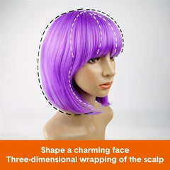 Short Bob Wig With Bangs Synthetic Anime Cosplay Halloween Party