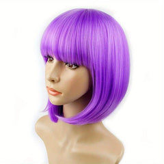 Short Bob Wig With Bangs Synthetic Anime Cosplay Halloween Party