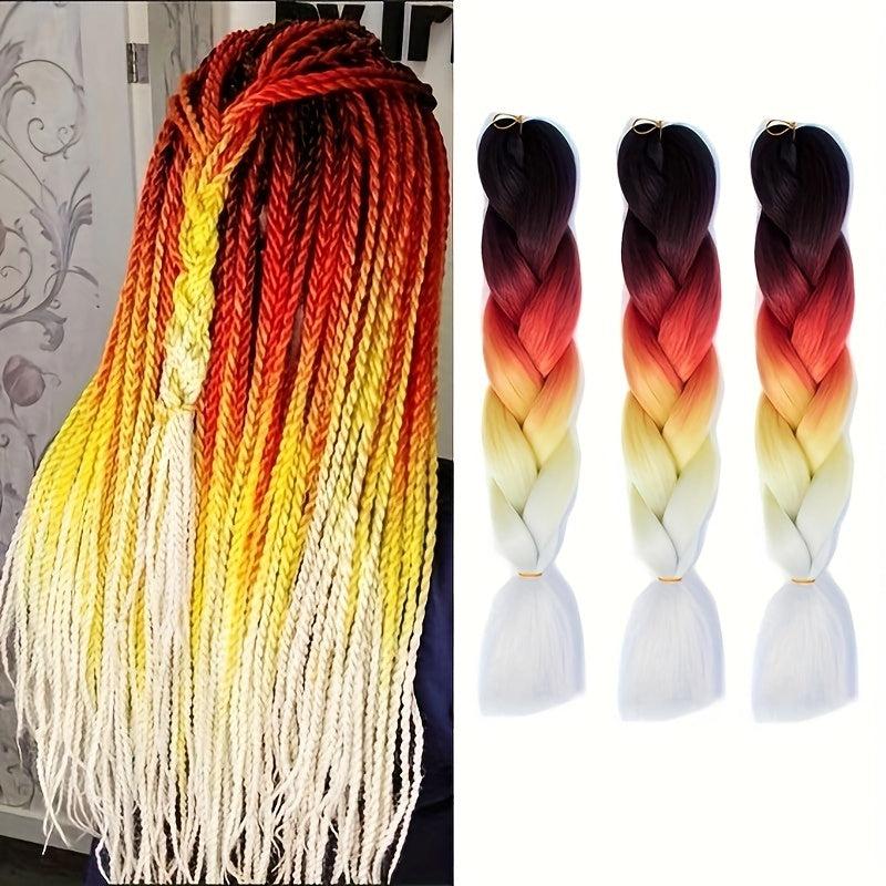 4 Tones Ombre Braiding Hair Extensions 24 Inch 3 Packs Synthetic