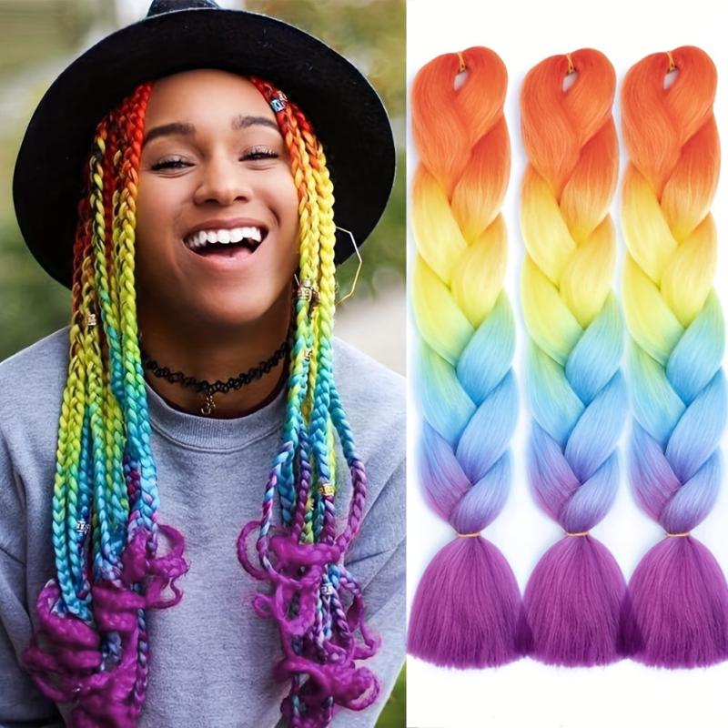 4 Tones Ombre Braiding Hair Extensions 24 Inch 3 Packs Synthetic