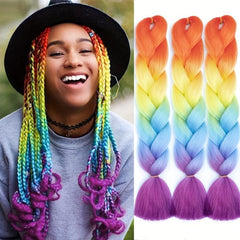 4 Tones Ombre Braiding Hair Extensions 24 Inch 3 Packs Synthetic
