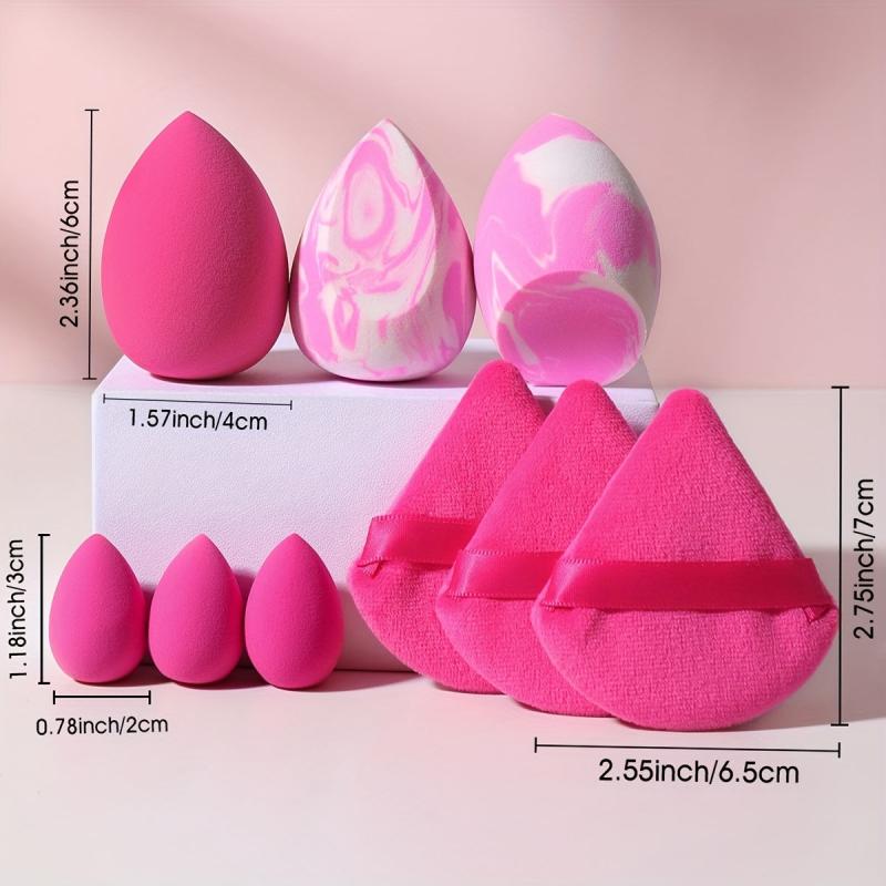 9 pcs Makeup Sponges Set Wet Dry Use Liquid Cream Foundation Powder
