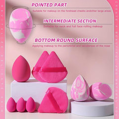 9 pcs Makeup Sponges Set Wet Dry Use Liquid Cream Foundation Powder