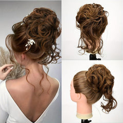 Messy Donut Hair Buns Chignon Clip In Extensions Natural Look Daily Use
