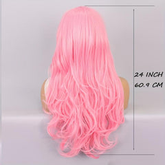 Long Pink Wavy Wig for Women 60-96 cm Full Synthetic Wig for Daily Cosplay