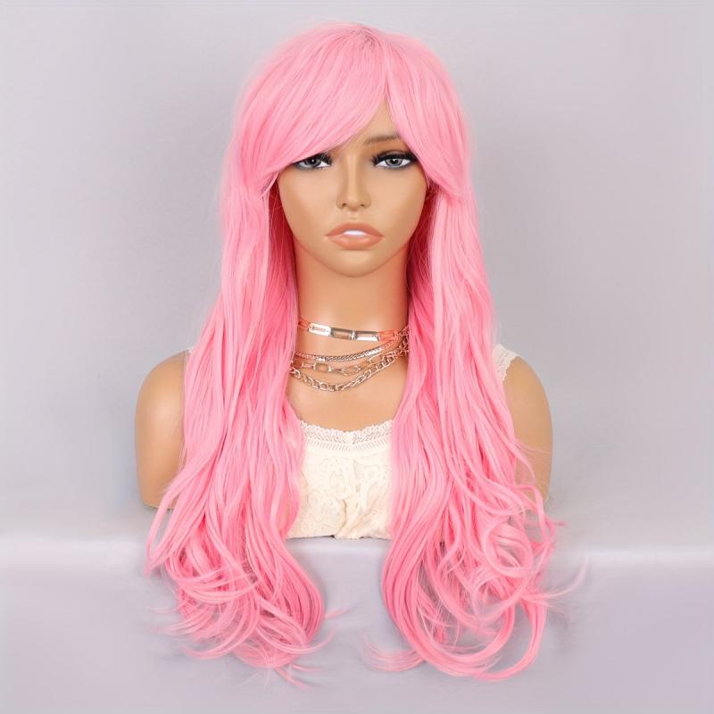 Long Pink Wavy Wig for Women 60-96 cm Full Synthetic Wig for Daily Cosplay