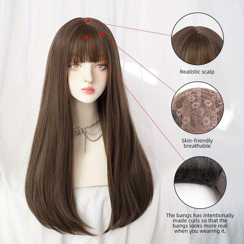 Long Loose Curly Wigs With Bangs Natural Lolita Wigs