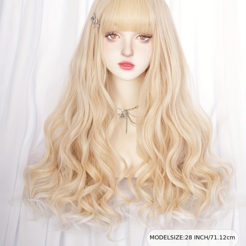 Long Loose Curly Wigs With Bangs Natural Lolita Wigs