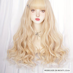 Long Loose Curly Wigs With Bangs Natural Lolita Wigs