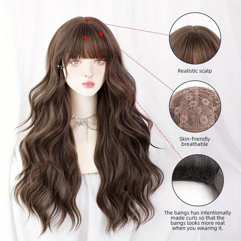 Long Loose Curly Wigs With Bangs Natural Lolita Wigs