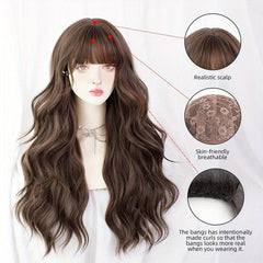 Long Loose Curly Wigs With Bangs Natural Lolita Wigs