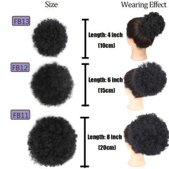 Short Afro Curly Hair Bun Ponytail Extensions