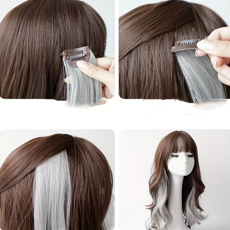 4pcs Colorful Straight Hair Extensions Fashion Daily Party Cosplay