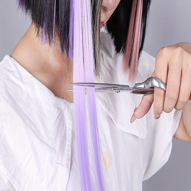 4pcs Colorful Straight Hair Extensions Fashion Daily Party Cosplay