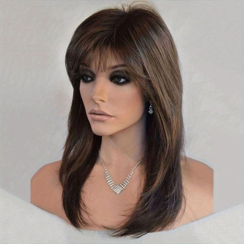 Long Straight Hair Wigs Natural Looking Synthetic Rose Net Daily Party Use