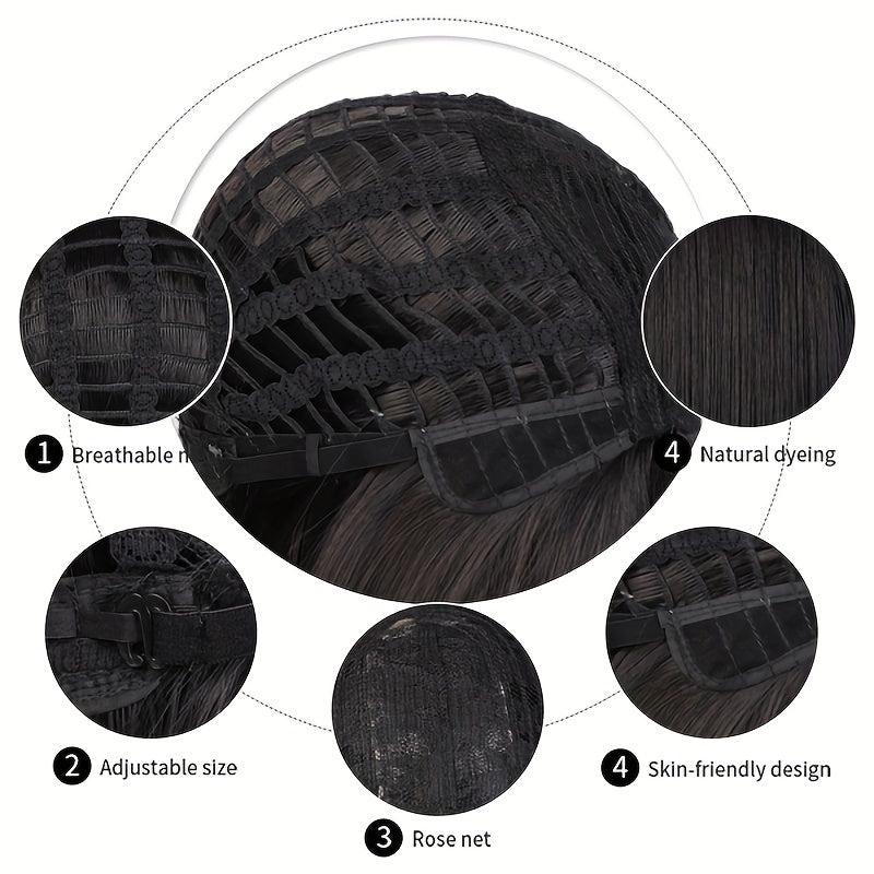 Long Straight Hair Wigs Natural Looking Synthetic Rose Net Daily Party Use