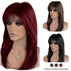 Long Straight Hair Wigs Natural Looking Synthetic Rose Net Daily Party Use