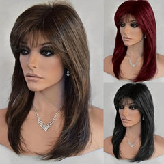 Long Straight Hair Wigs Natural Looking Synthetic Rose Net Daily Party Use