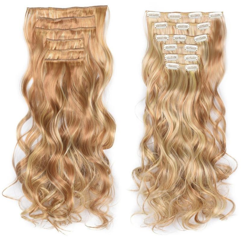 8CM Curly Hair Extension 16 Clips Synthetic Hairpiece Women Clip In Extensions