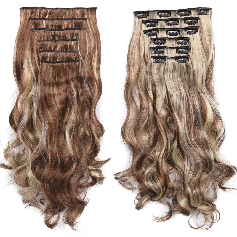 8CM Curly Hair Extension 16 Clips Synthetic Hairpiece Women Clip In Extensions