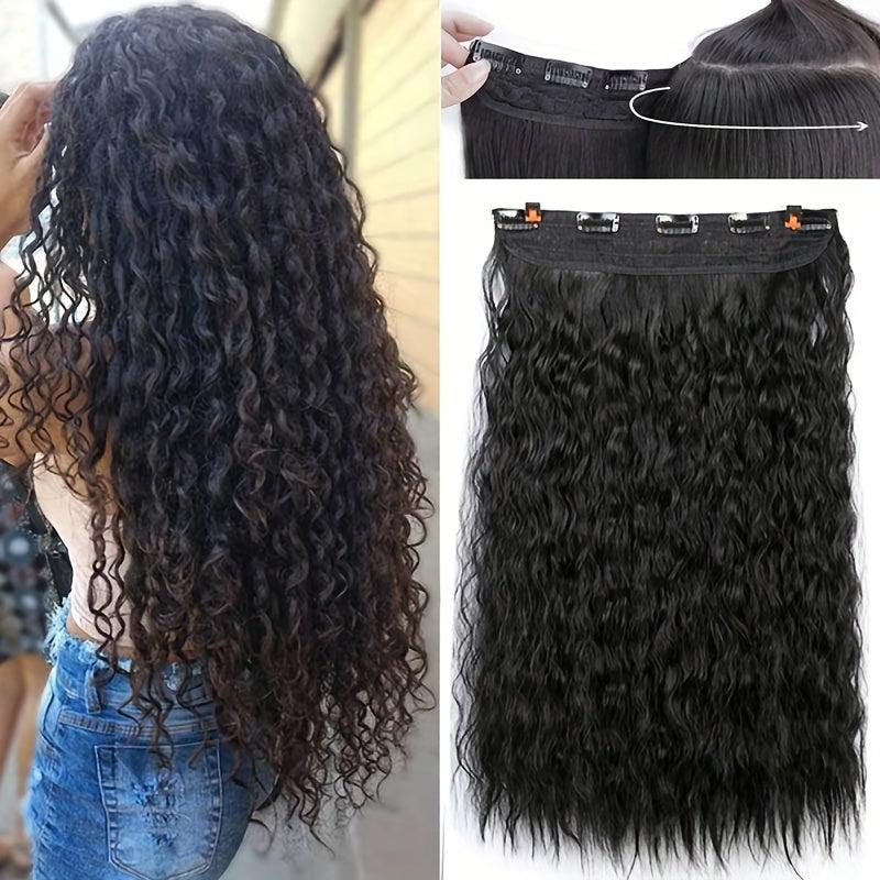5clips Long Curly Wavy Hair Pieces Synthetic Clip In Hair Extensions