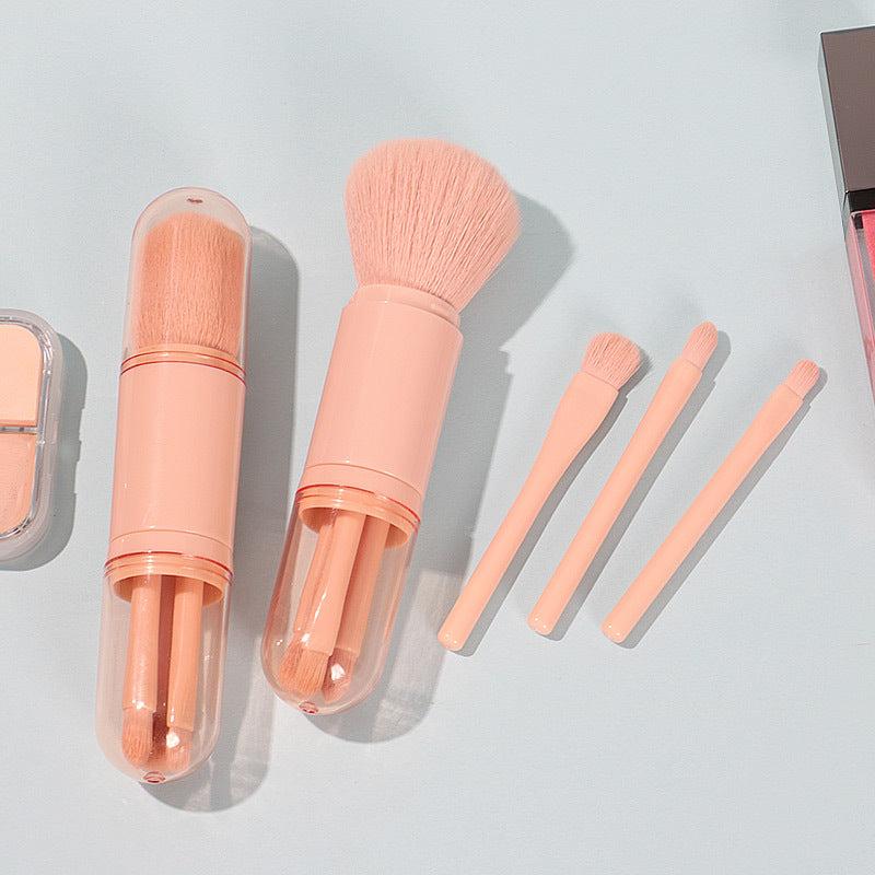 4-In-1 Retractable Mini Makeup Brush Set Portable Beauty Tool
