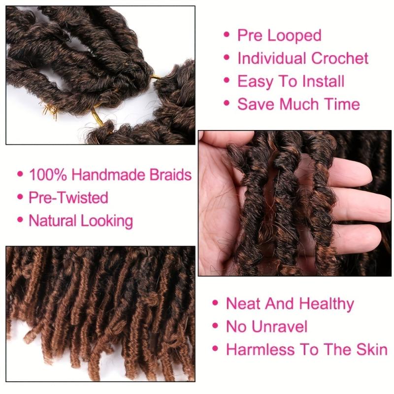 6pack 14inch Butterfly Locs Crochet Hair Distressed Faux Locs Hair Extension
