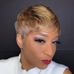 10 16 Cm Short Synthetic Hair Pixie Wigs with Bangs