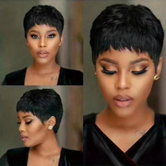 10 16 Cm Short Synthetic Hair Pixie Wigs with Bangs