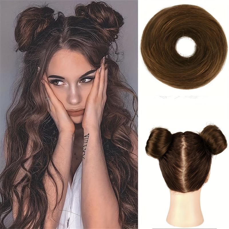 Messy Donut Hair Buns Updo Chignon with Elastic Hair Rope for Women