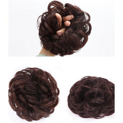 2pcs Brown Bun Chignon Donut Hair Pad Elastic Hair Rope Extensions