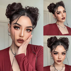 2pcs Brown Bun Chignon Donut Hair Pad Elastic Hair Rope Extensions