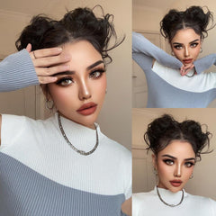 2pcs Brown Bun Chignon Donut Hair Pad Elastic Hair Rope Extensions