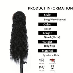 8 Cm Long Wavy Ponytail Extensions With Magic Paste Synthetic Hairpiece