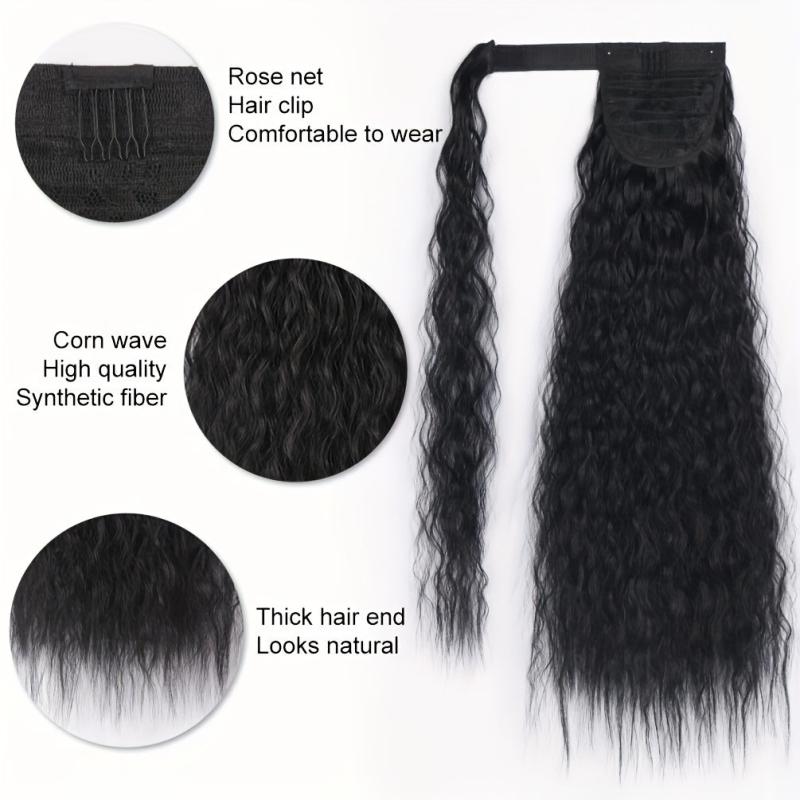 8 Cm Long Wavy Ponytail Extensions With Magic Paste Synthetic Hairpiece