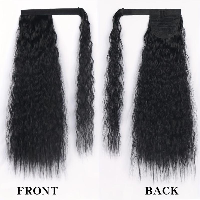 8 Cm Long Wavy Ponytail Extensions With Magic Paste Synthetic Hairpiece