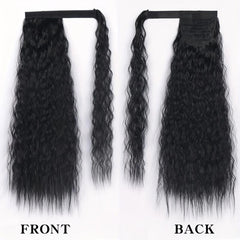8 Cm Long Wavy Ponytail Extensions With Magic Paste Synthetic Hairpiece