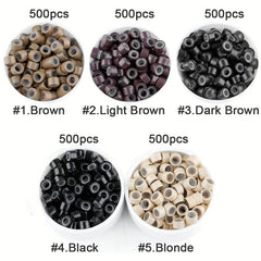 500Pcs Silicone Micro Link Rings 5mm Lined Beads For I Tip Hair Extensions