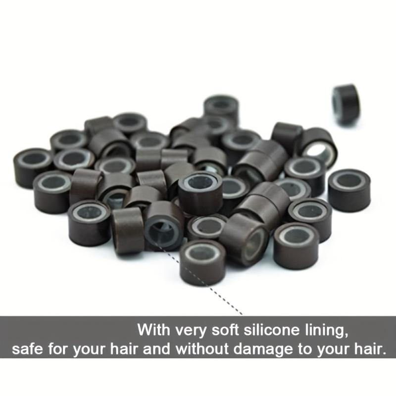 500Pcs Silicone Micro Link Rings 5mm Lined Beads For I Tip Hair Extensions