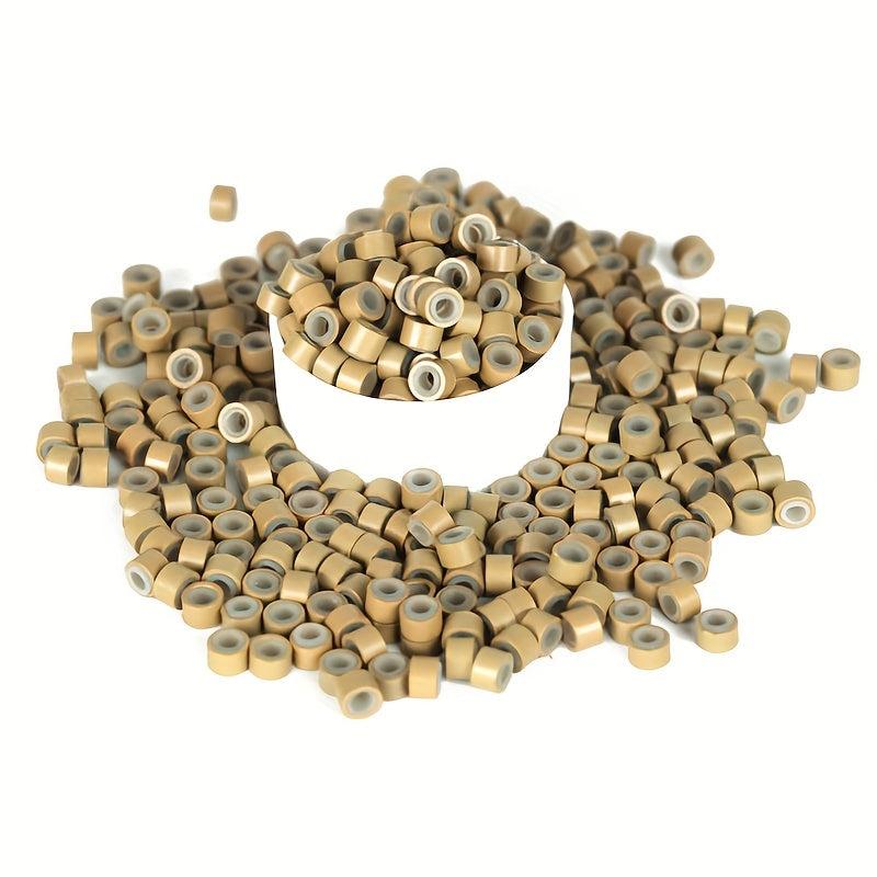 500Pcs Silicone Micro Link Rings 5mm Lined Beads For I Tip Hair Extensions