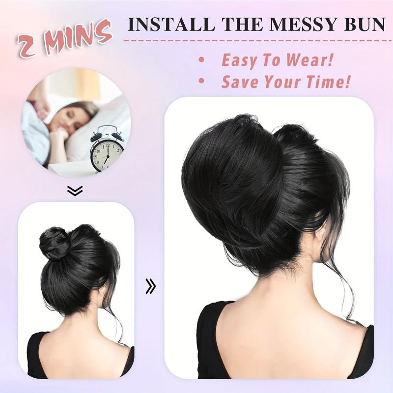 Short Hair Bun & Ponytail Extensions with Elastic Hair Rope