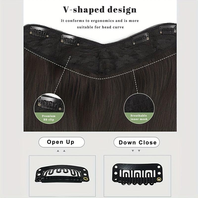 4clips Straight Hair Pieces Synthetic Clip In Hair Extensions Daily Use