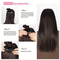 4clips Straight Hair Pieces Synthetic Clip In Hair Extensions Daily Use