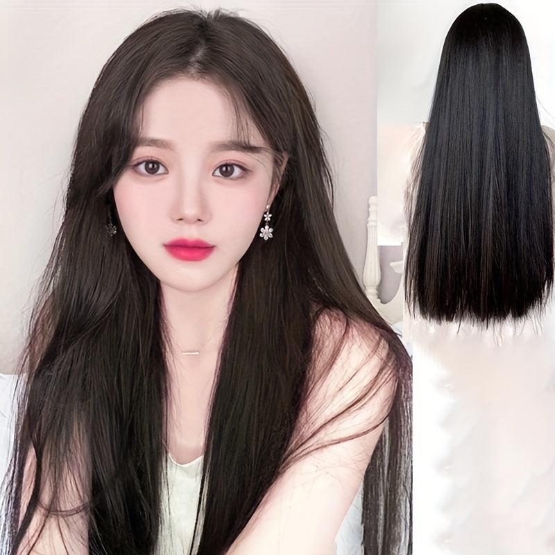 4clips Straight Hair Pieces Synthetic Clip In Hair Extensions Daily Use