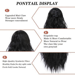 Short Curly Wavy Ponytail Extensions Claw Clip Synthetic Fiber Hair Extensions
