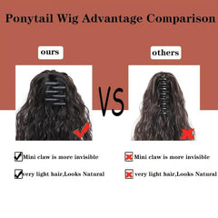 Short Curly Wavy Ponytail Extensions Claw Clip Synthetic Fiber Hair Extensions