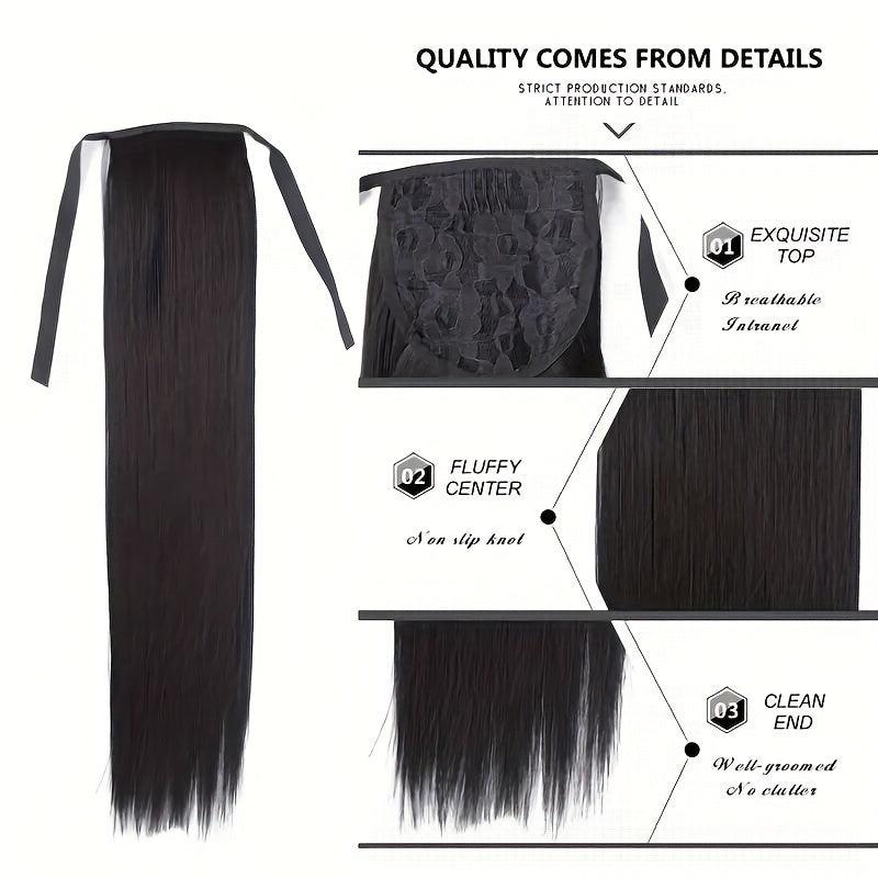 Long Straight Ponytail Extensions Natural Looking Clip In Hair Extensions
