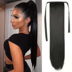 Long Straight Ponytail Extensions Natural Looking Clip In Hair Extensions